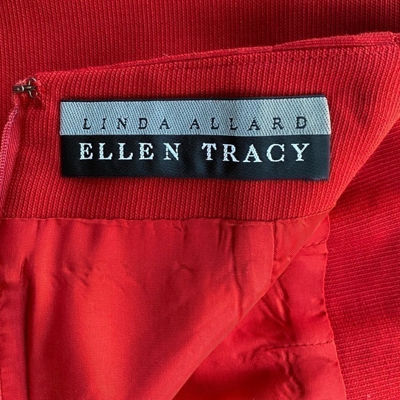 Linda Allard Ellen Tracy Red Wool Pencil Skirt Size 8 - Picture 3 of 8